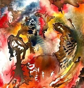 Bronze-toned abstract sculpture of a human face with carved eyes, nose, and lips on a textured dark background, evoking modern emotion and strength